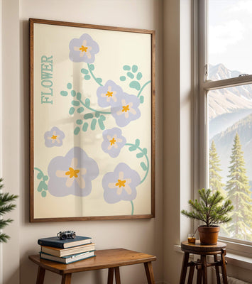 Floral design with pastel flowers and abstract leaves