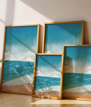 Calming Ocean Shoreline with Blue Sky and Gentle Waves