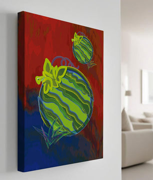 Obra de arte abstracta de sandía colorida con fondo vibrante