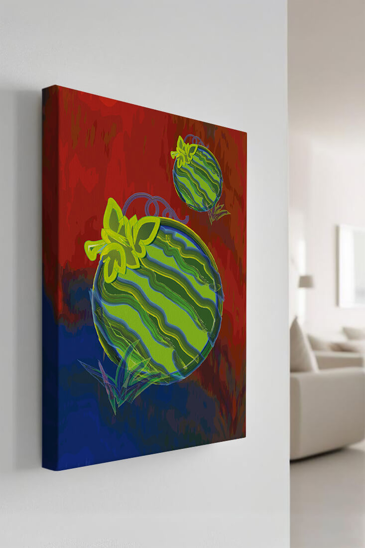 Abstract colorful watermelon artwork with vibrant background