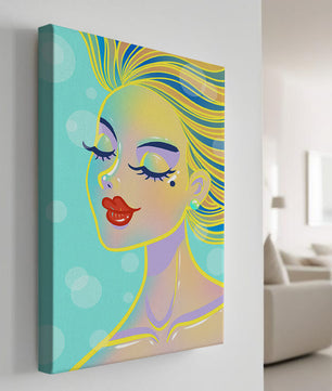 Portrait abstrait coloré d'une femme aux yeux fermés