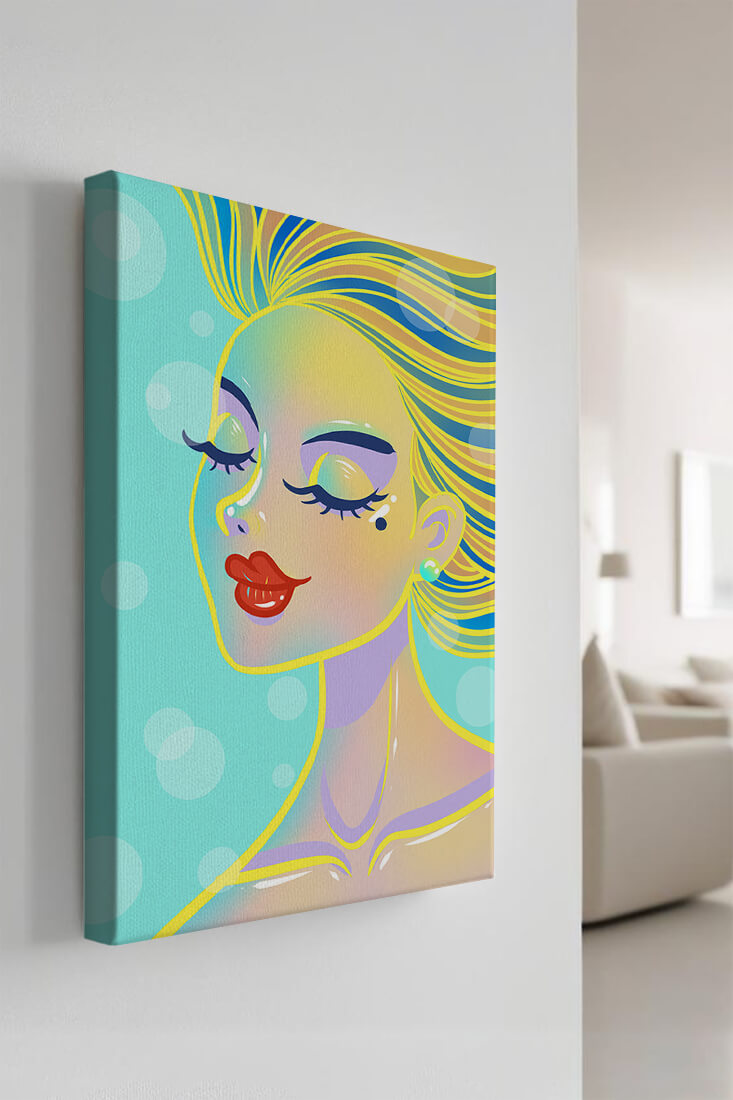 Colorful abstract portrait of a woman with closed eyes