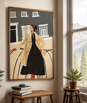 Chic Woman in Vintage Coat Posing Outdoors in Urban Setting