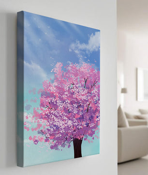 Árbol de cerezo en un entorno celestial sereno