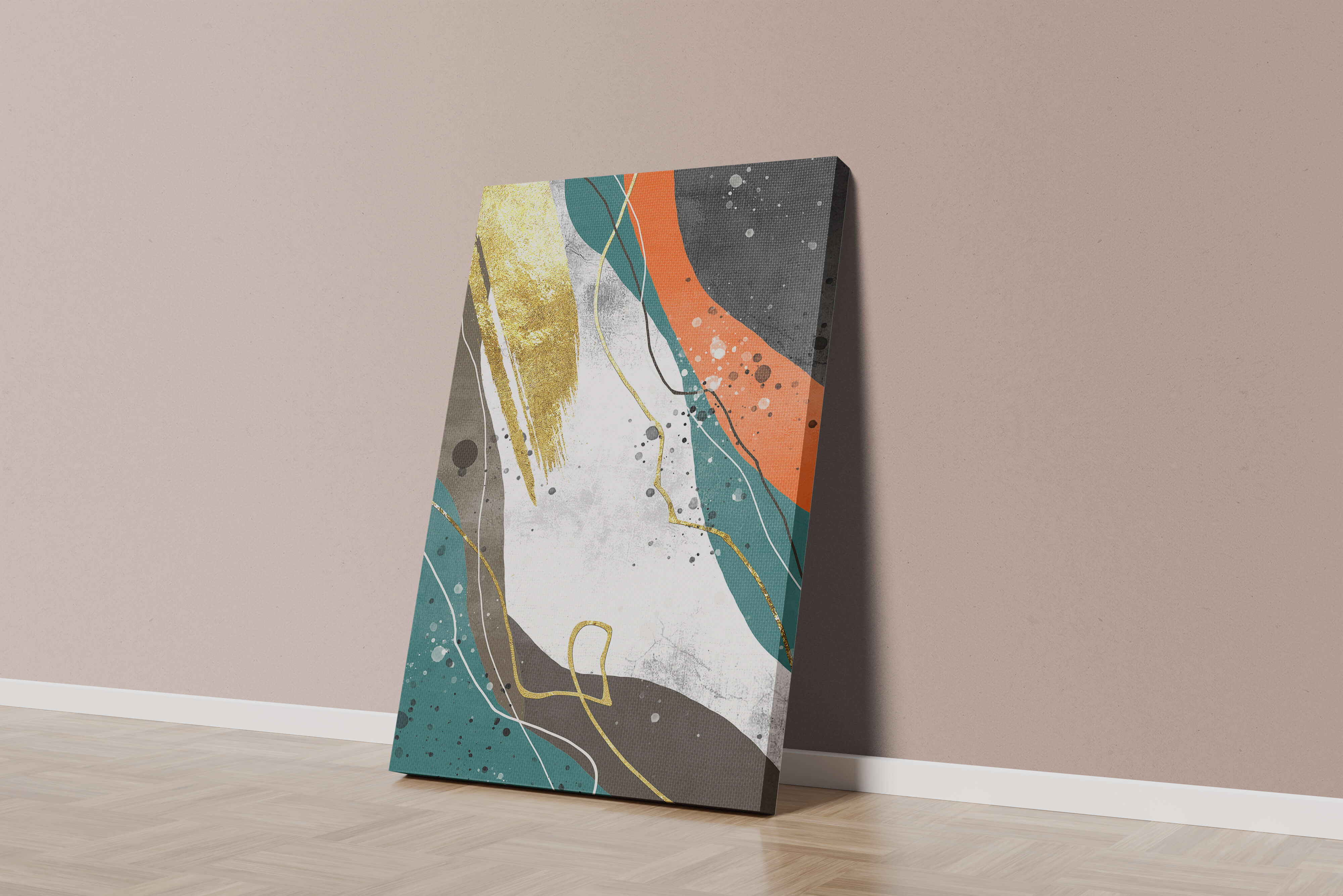 Abstract Expressionism with Gold and Vibrant Tones
