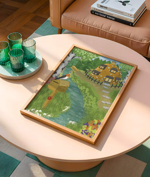 Paysage charmant avec une maison unique et un jardin luxuriant