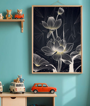 Elegant Abstract Lotus Flowers with Geometric Patterns