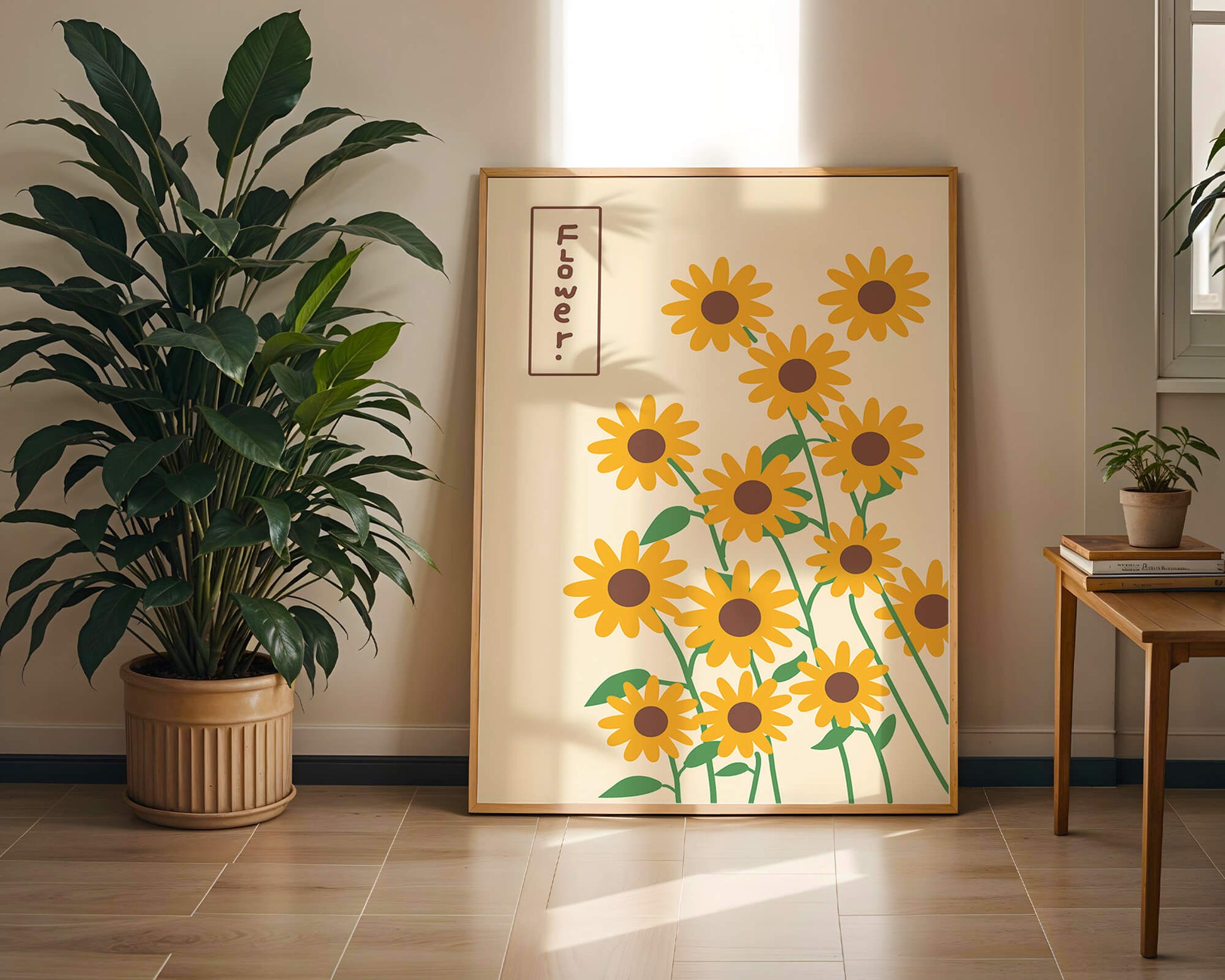Sunflower illustration on a beige background