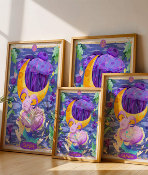 Colorful Capricorn zodiac illustration with fantasy elements