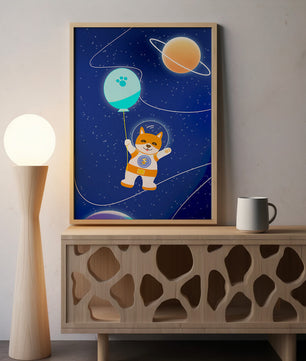 Astronaut Dog Floating in Space with Balloon - Mi tienda