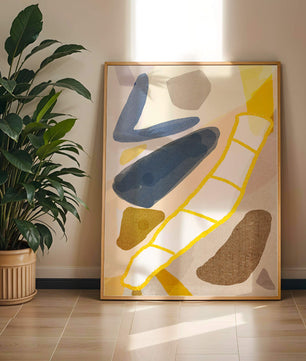 Abstract Design with Geometric Shapes in Earthy Tones and Gold Accents - Mi tienda