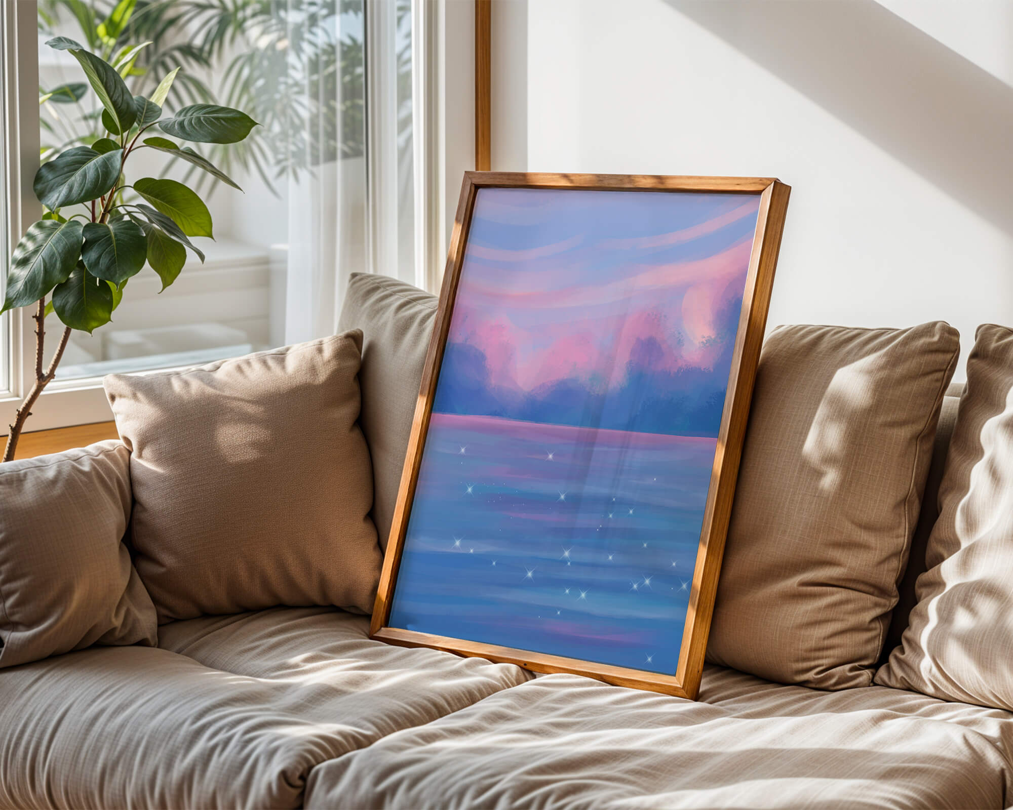 Dreamy Pastel Sky Reflecting on Sparkling Water Landscape