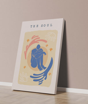 Contemplative Abstract Human Figure with Vibrant Colors and Bold Lines - Mi tienda