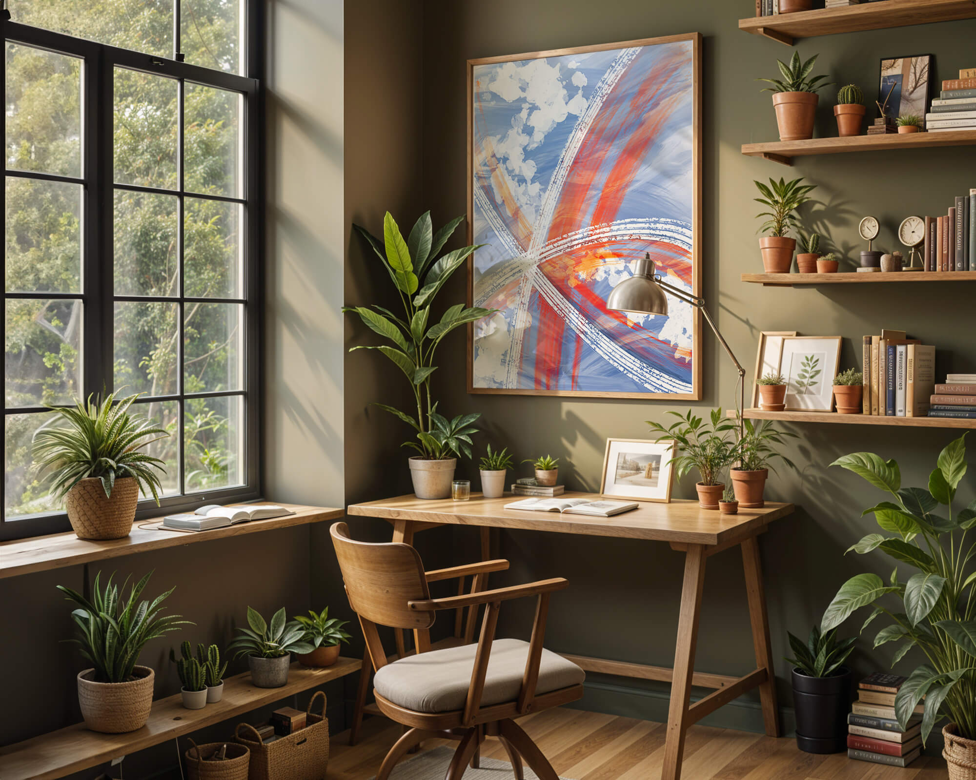 Abstract Expressionism with Dynamic Brushstrokes and Vivid Colors
