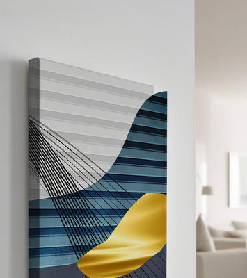 Abstract Composition with Blue and Gold Elements