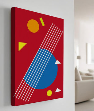 Formas geométricas abstractas con colores y líneas audaces