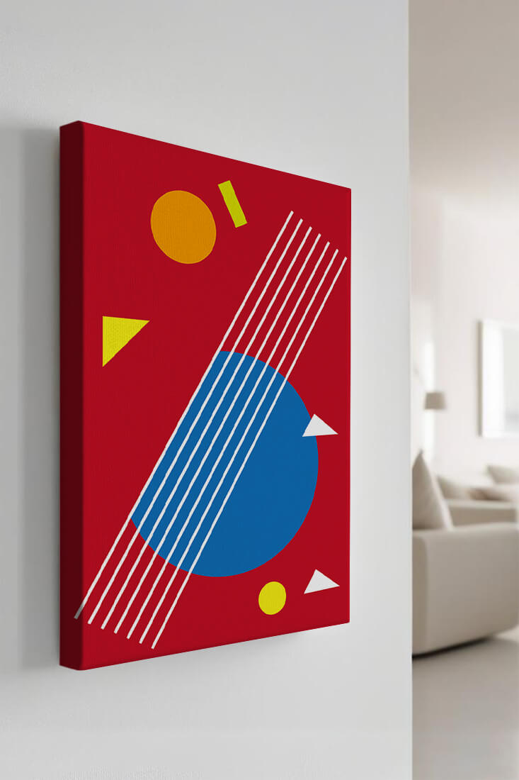 Abstract geometric shapes with bold colors and lines