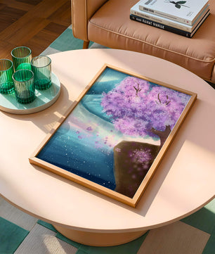 A Beautiful Cherry Blossom Tree in a Dreamlike Landscape
