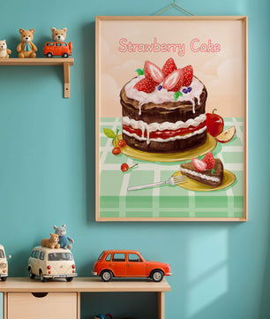 Delicioso pastel de chocolate y fresa con crema y frutas