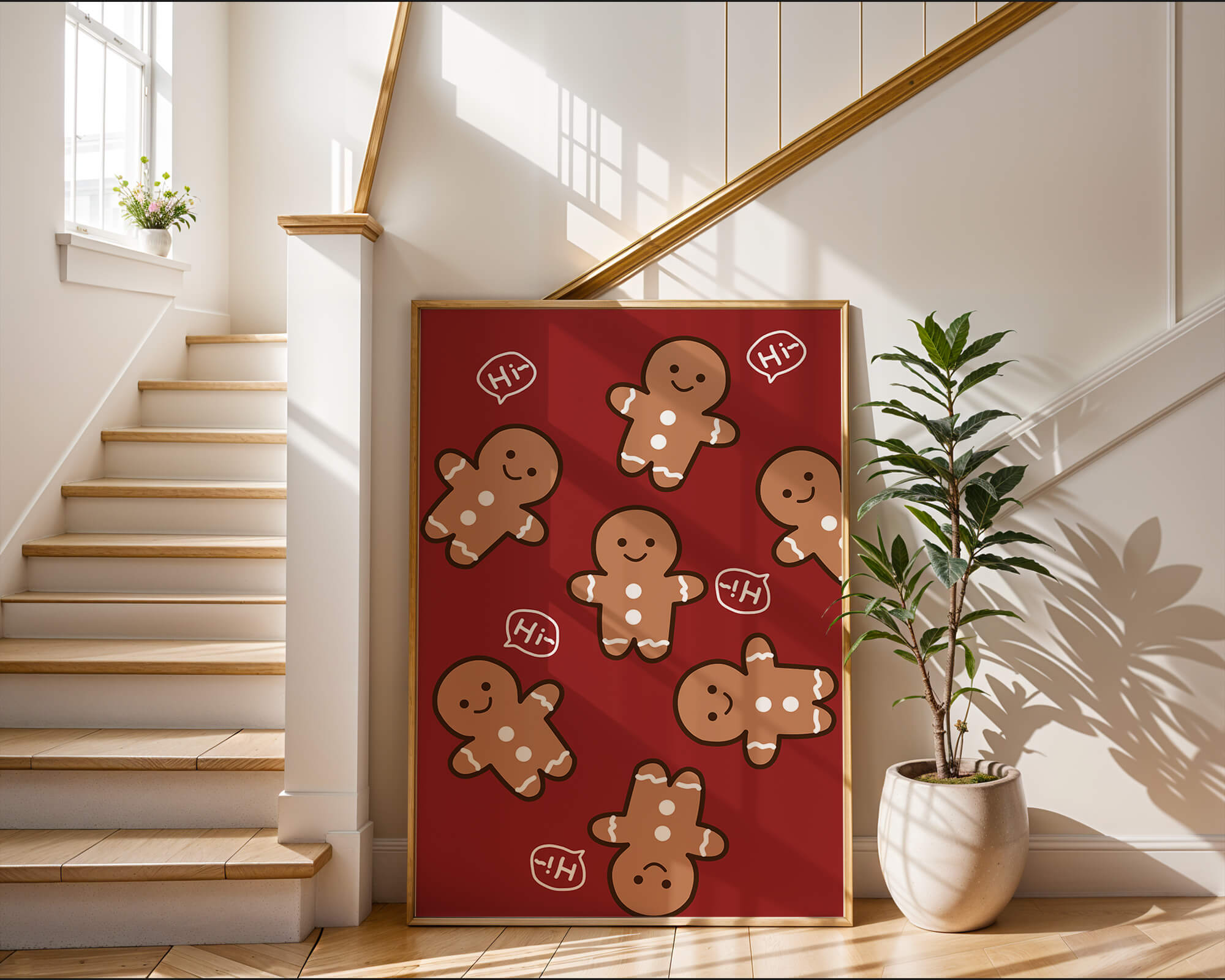 Playful gingerbread pattern with holiday greetings