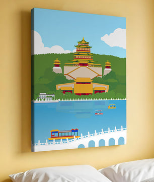 Traditional Chinese architecture by a serene lake