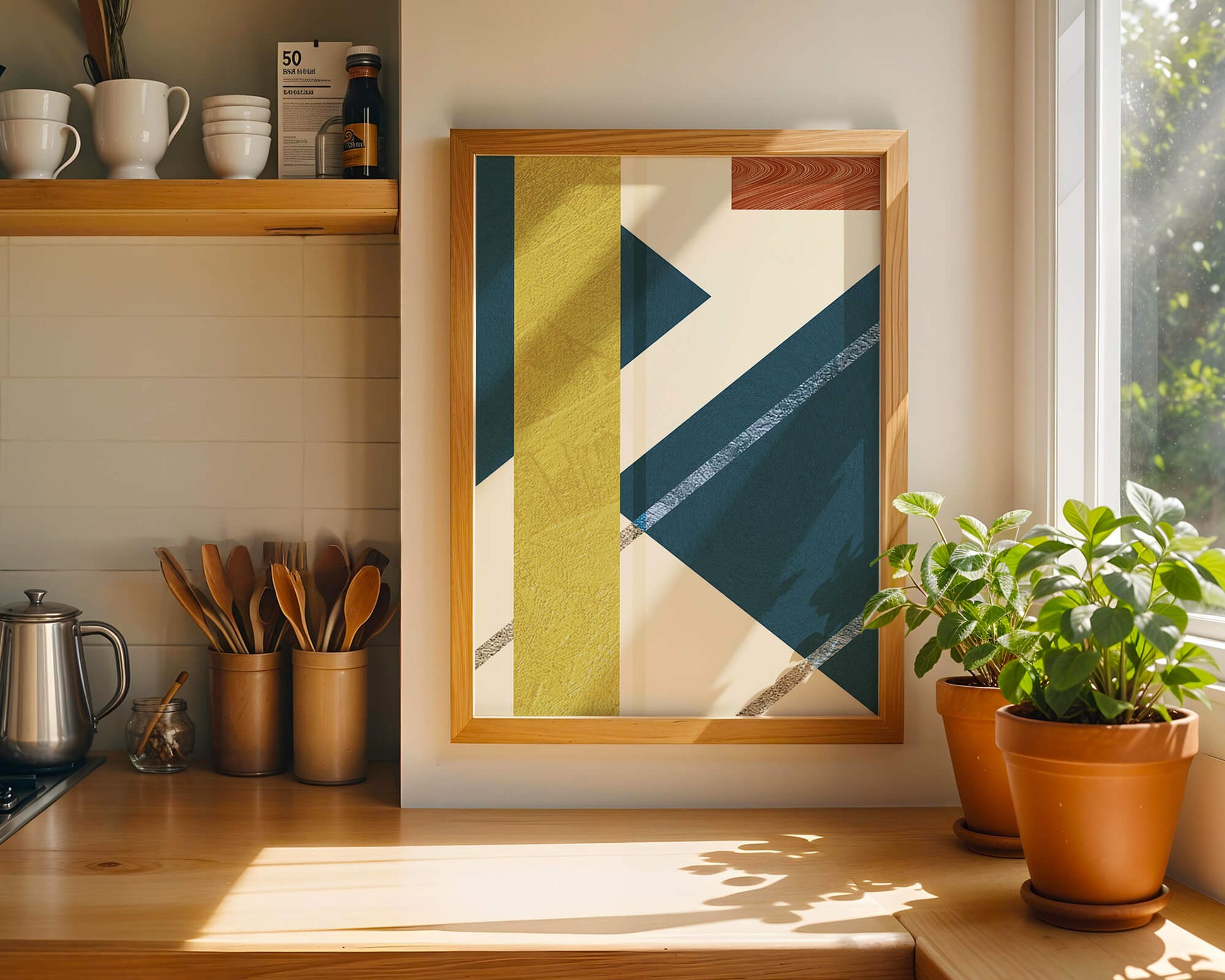 Contemporary abstract geometric art with vibrant colors