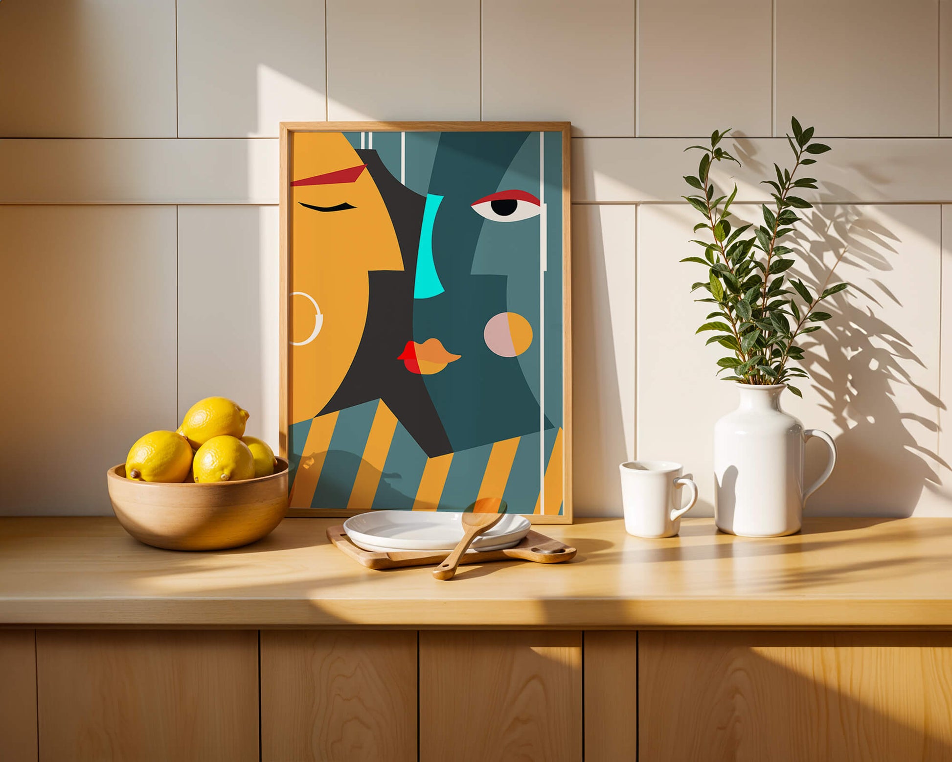 Arte geométrico abstracto con colores y formas audaces