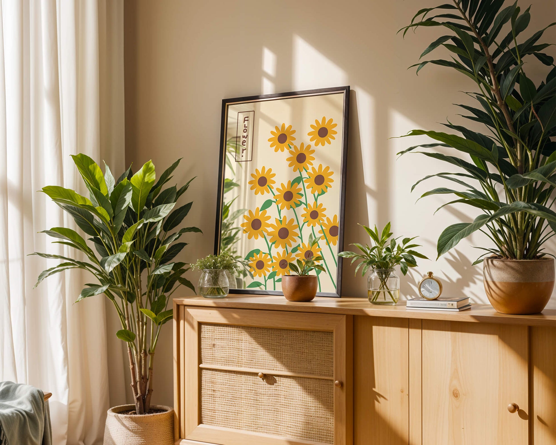Sunflower illustration on a beige background