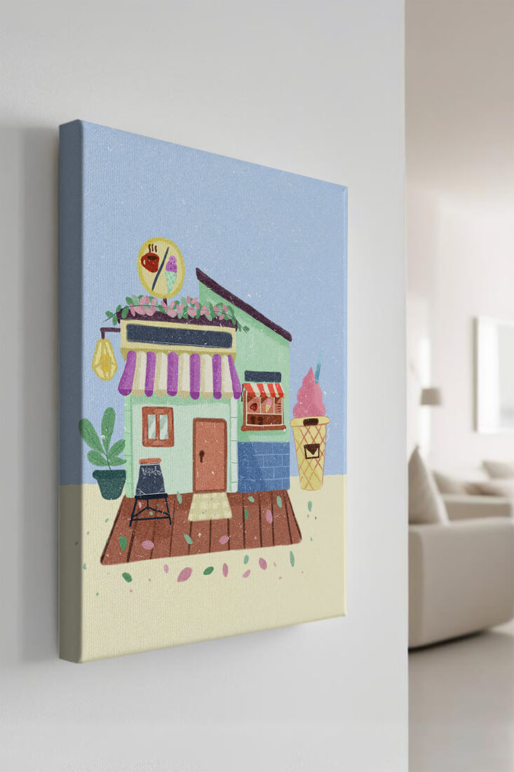 Ilustración encantadora de café con elementos de helado y café