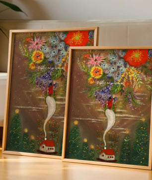 Charming illustration of floral fantasy scene
