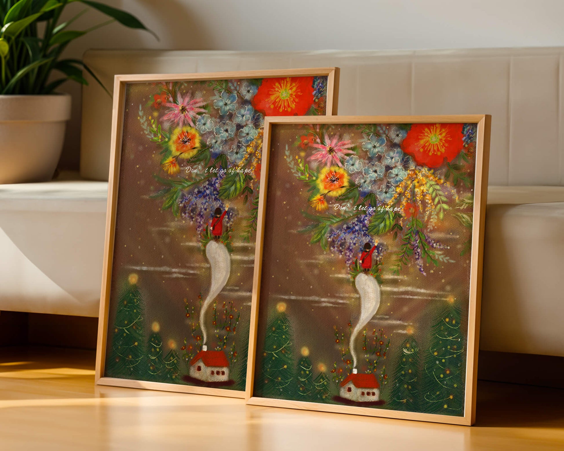 Charming illustration of floral fantasy scene