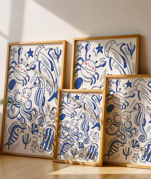 Underwater Marine Life Theme with Cartoon Sea Creatures