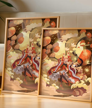 Vibrant fantasy scene with animated character and whimsical creatures