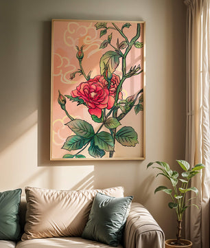 Ilustración Elegante de Rosa con Fondo Pastel Suave