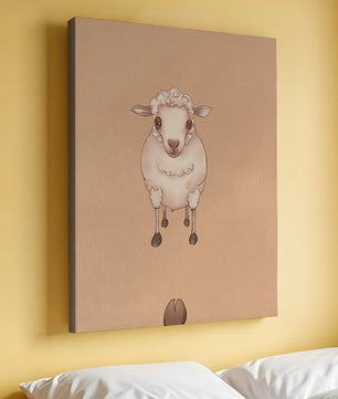 Illustration of an adorable sheep on a textured background