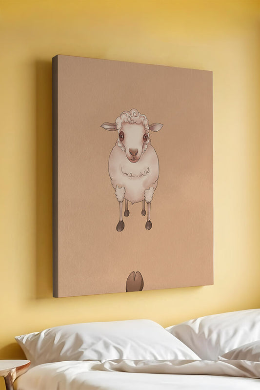 Illustration of an adorable sheep on a textured background