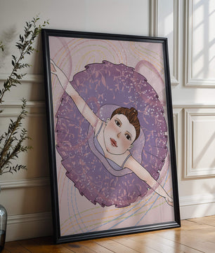 Graceful ballerina in a purple tutu with sparkling details