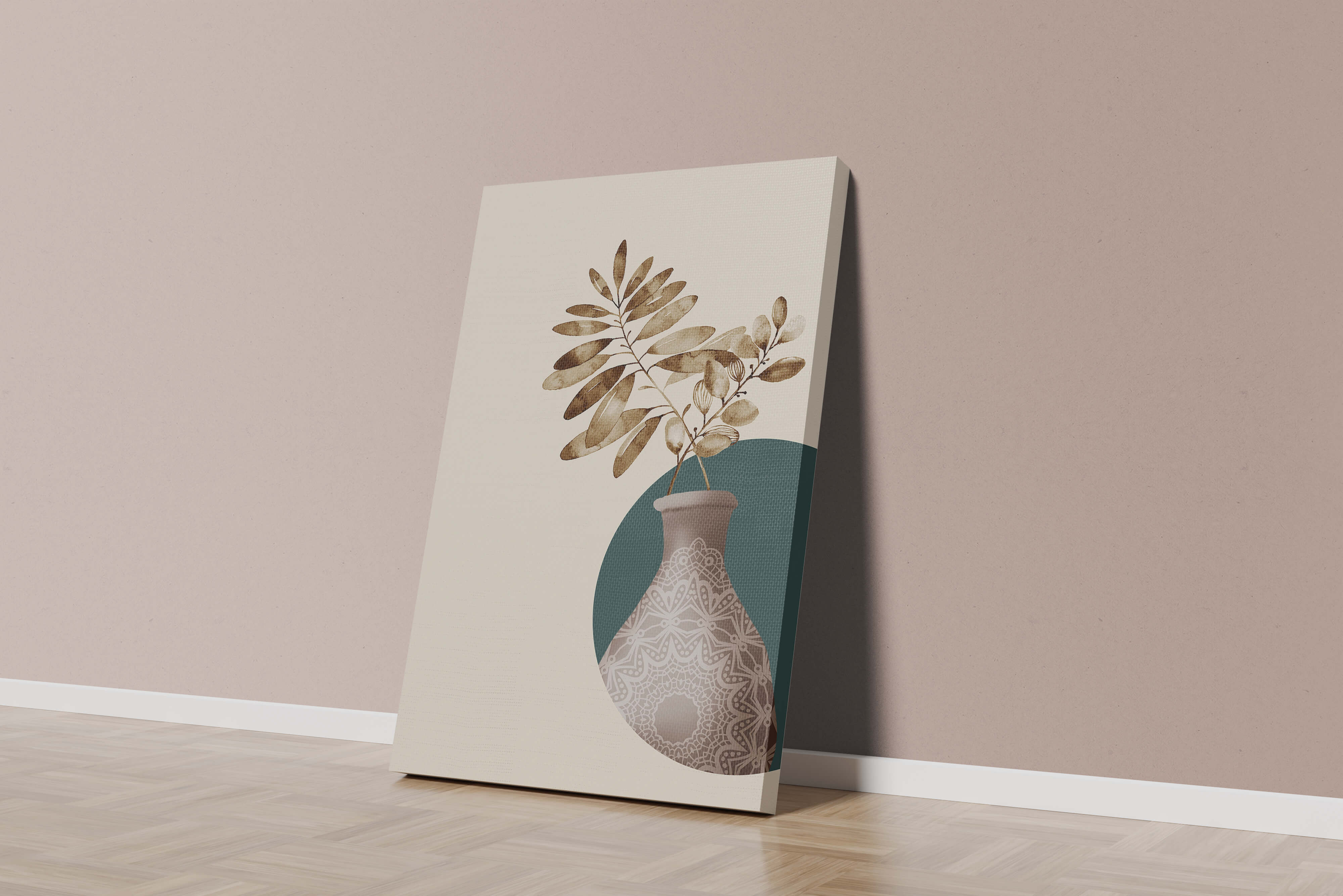 Elegant Botanical Illustration With Mandala Vase - Mi tienda