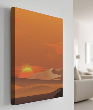 Sunset in Desert with Rolling Sand Dunes and Vibrant Orange Sky - Mi tienda