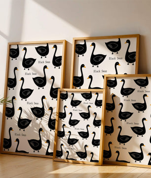 Seamless bird pattern with minimalist design and bold accents
