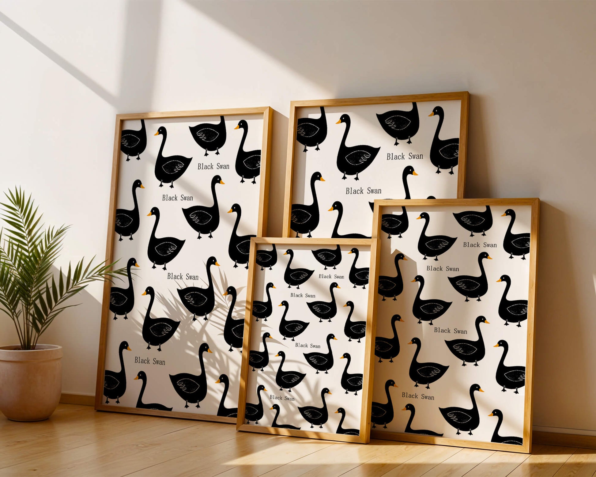 Seamless bird pattern with minimalist design and bold accents