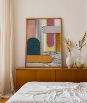 Abstract Geometric Art with Gold Accents