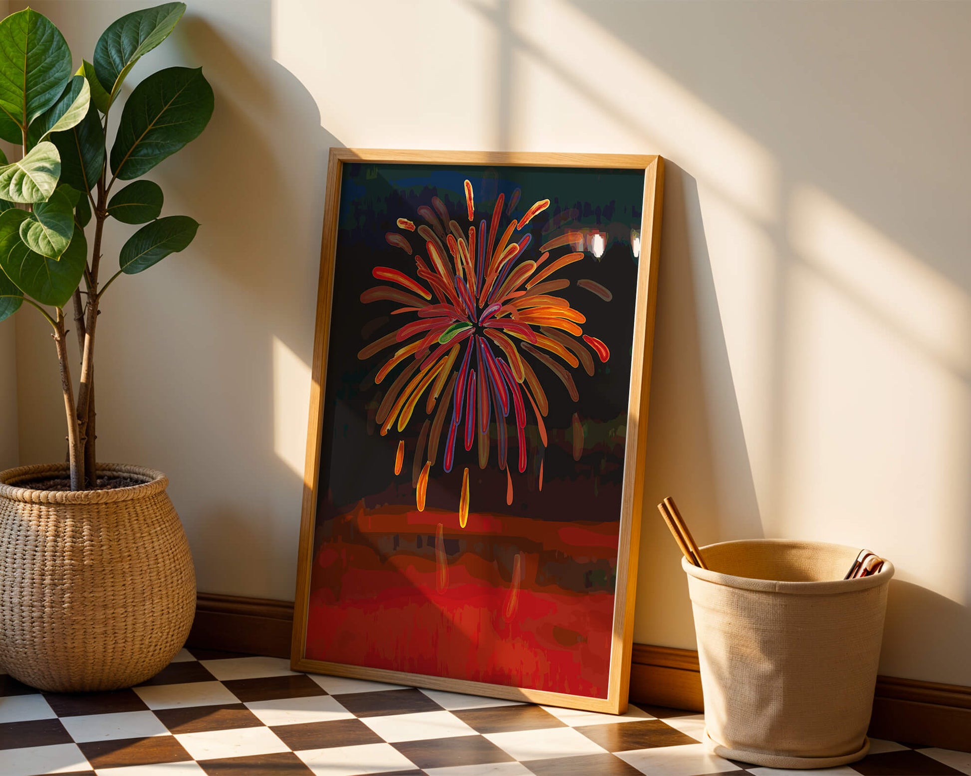 Feu d'artifice vibrant avec des éclats colorés