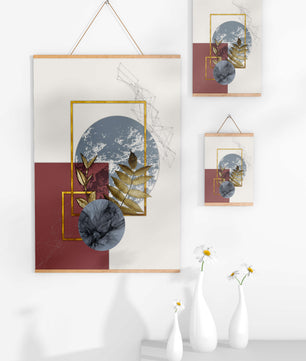 Abstract Composition with Gold Accents and Geometric Shapes - Mi tienda