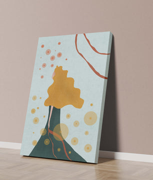 Abstract Portrait of a Woman with Flowing Golden Hair and Geometric Shapes - Mi tienda