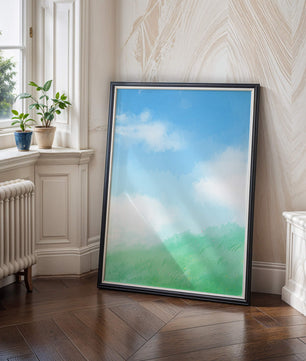 Un paisaje sereno de cielo azul y césped verde