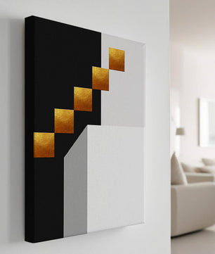 Modern abstract geometric artwork with gold accents - Mi tienda