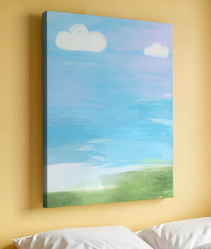 Blue Sky with Clouds and Green Field