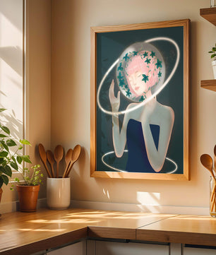 Portrait fantastique onirique avec une silhouette éthérée aux cheveux roses