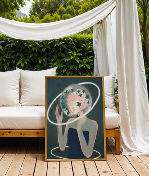 Portrait fantastique onirique avec une silhouette éthérée aux cheveux roses